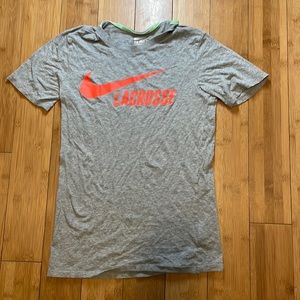 Grey Nike Lacrosse shirt with Orange lettering